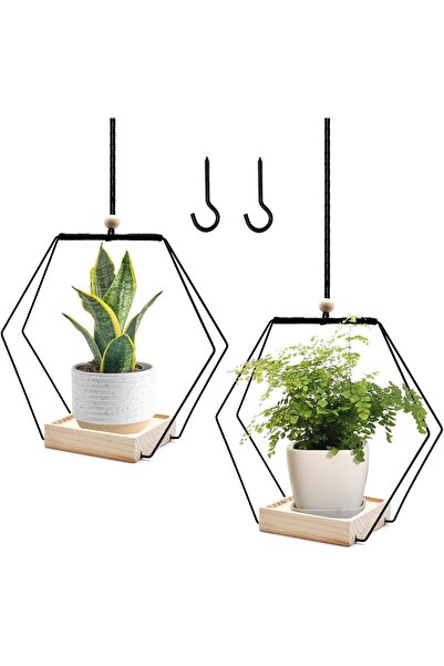 Dotail Set de 2 ghivece suspendate, design hexagonal, 12,5 x 12,5 x 3 cm, met...