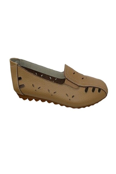 OEM Balerin cu perforatii, nuanta de maro, elastic chic