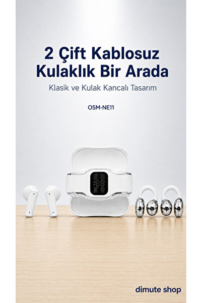 Dimute Shop OSM-NE11 2 Çift Kablosuz Bluetooth 5.4 Kulaklık Klasik ve Kulak K...