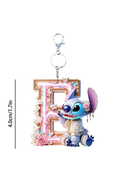 Choice21 Bandai E Acrylic flat 2D Stitch 26 English letters Pendant Keychain ...