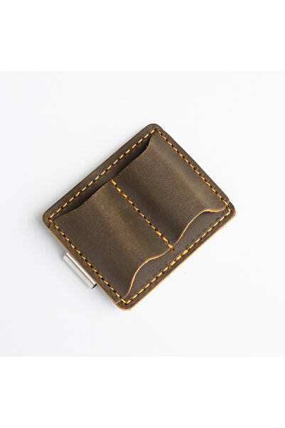 Choice7 Double Dark brown Cowhide Pen Holder, Made of Vintage Crazy Horse Lea...