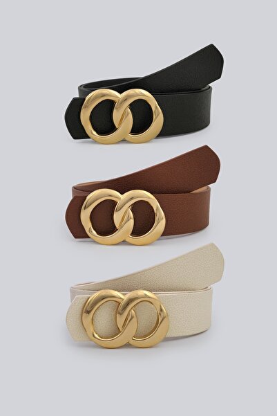 Milleniva Infinity Gold Buckle Women's Belt Set 3.5 cm