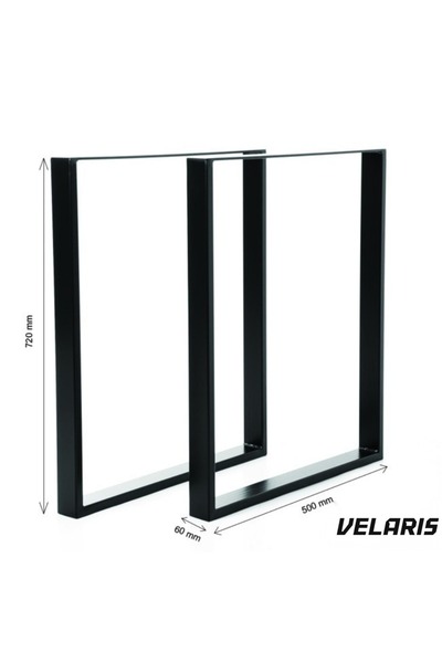 Velaris Set 2 picioare de masă, profil plat 80 mm, metal negru mat, vopsire e...