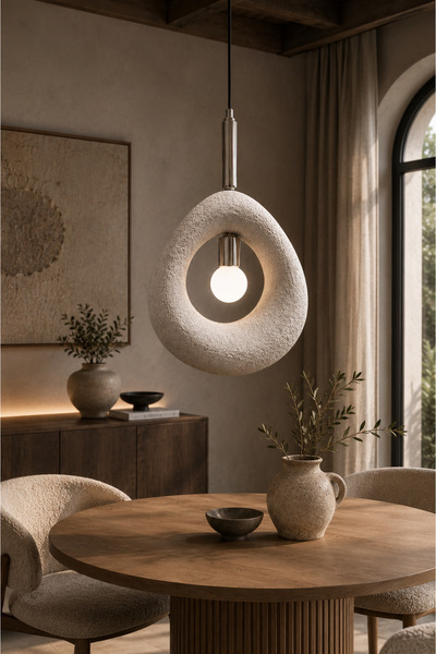 Luna Lighting Fuji Model Orjinal Beton Krem Sarkıt Avize