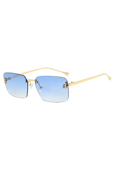 Tessero Ochelari de soare unisex rimless, lentile negre dreptunghiulare, elem...