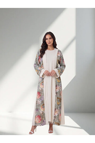 FNM Floral Printed Open Abaya