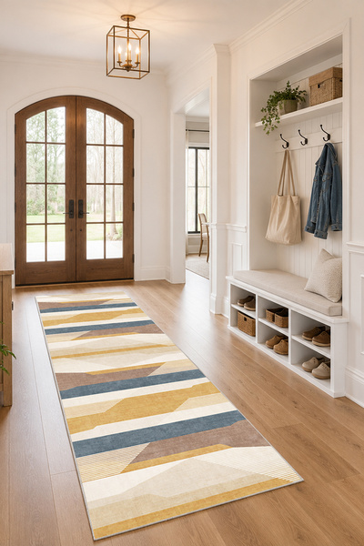 Homefesto Modern Dekoratif Halı – Makinada Yıkanabilir, Kaymaz Taban, İnce Salon Halısı, Mutfak Halısı ve Yolluk