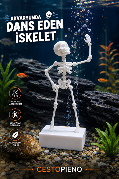 CESTOPİENO Hareketli Akvaryum İskeleti Hava Motoru ile Çalışan Dans Eden Dekor