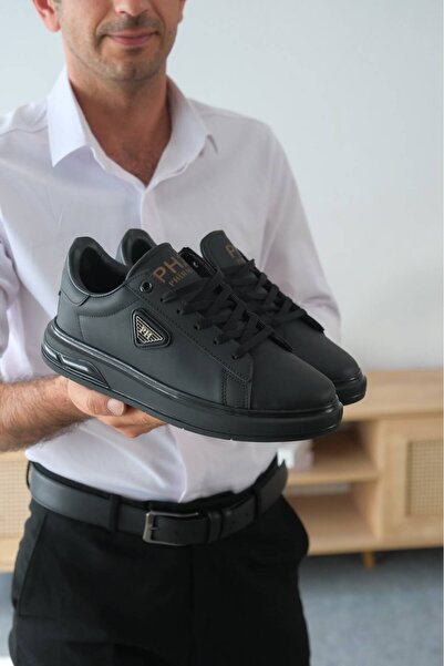 Zerenyus Zrk-ph2 premium high quality black gel sole lace-up daily men's snea...