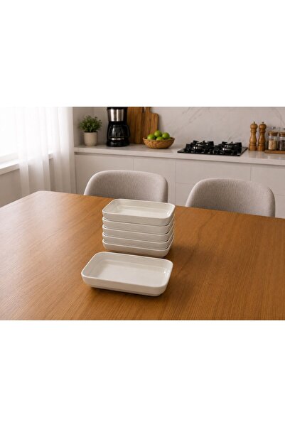 Deco Home Miacasa Porselen 6 lı Çerezlik Meze Zeytin Peynir Tabağı 14 x 9 cm