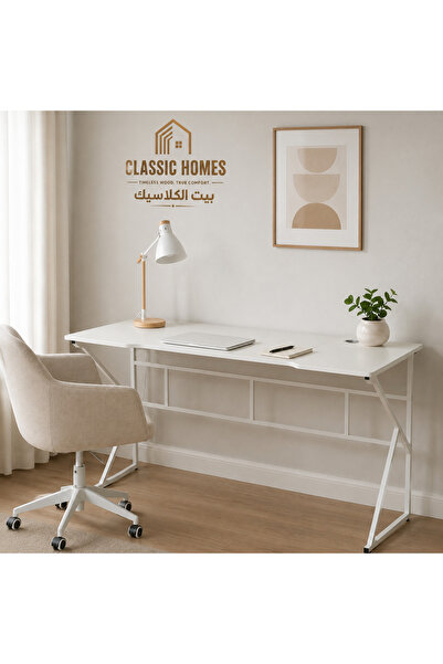 Generic Brand Classic Homes White Gaming Desk 120cm | Home Office Desk | Stud...
