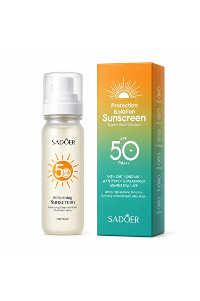 SADOER Spray de protecție solară SPF 50+, 50 ml, rezistent la apă, pentru pie...