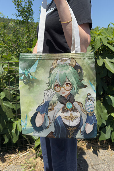 ZipZap Sucrose Genshin Impact V3 Double-Sided Canvas Print Tote Bag Anime Bag