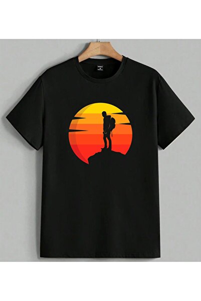 ELFERA Dusunce Tour Athlete Sun Printed Unisex Oversize T-Shirt Crna