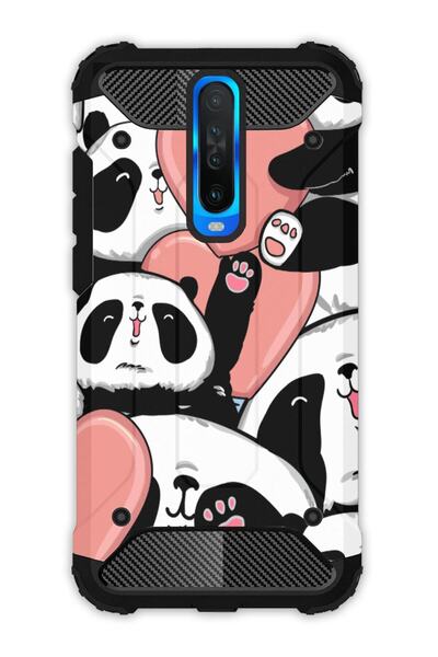 EGSTECH Poco X2 Case Army Tank Full Protection Anti-Shock - Cute Panda