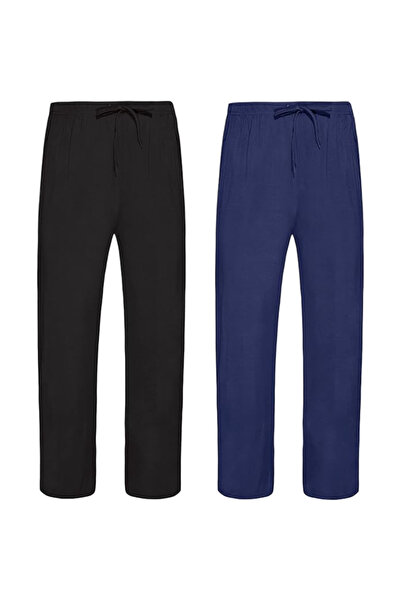 OEM Pantaloni de pijama pentru bărbați sport casual negri albăstrui 2 bucăți XL
