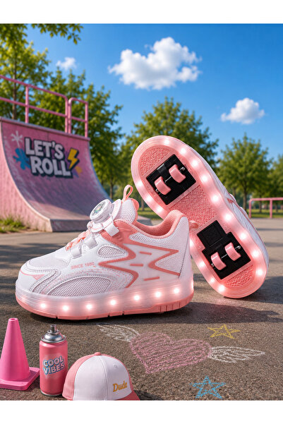 CCTWİNS KİDS Çocuk Patenli Işıklı Spor Ayakkabı Sneakers Ortopedik Taban Yürü...
