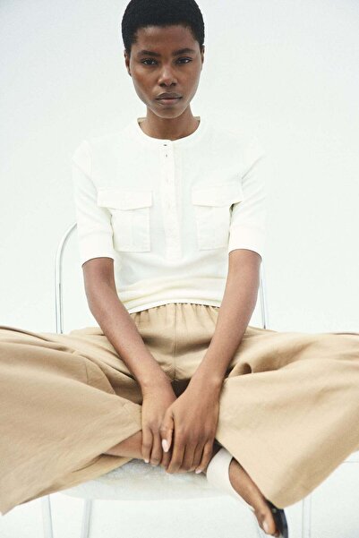 H&M Linen-blend ankle-length trousers