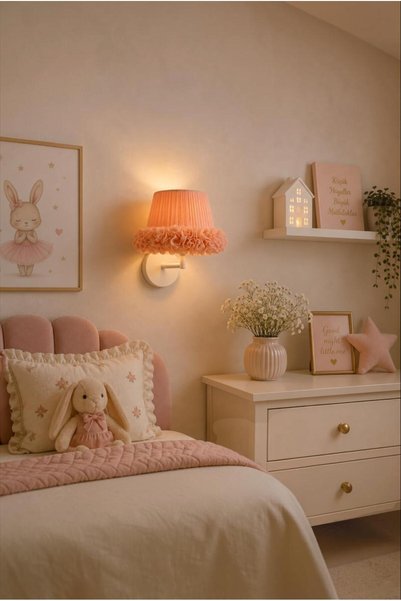 Elizim Home Lighting Tütü Masal Yavruagzı Ruffled Wired Wall Sconce – Decorative Lighting for Children's Room and Bedroom