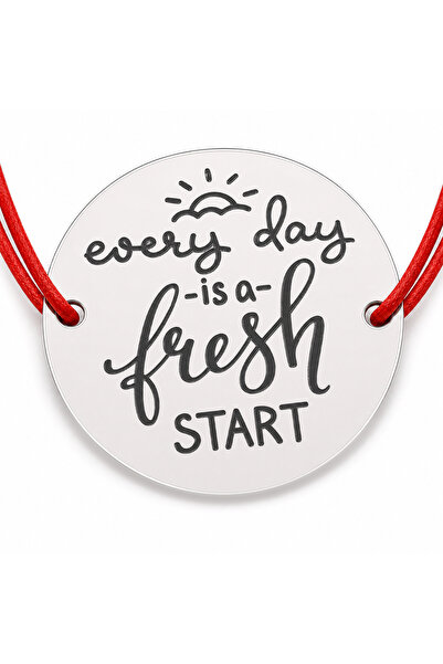 Simoshop Brățară argint 925 cu mesajul Every Day is a Fresh Start, șnur regla...