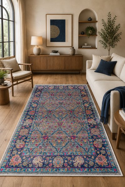 AŞİYAN HOME Lüks Salon Halısı Makinede Yıkanabilir Kaymaz Taban Halı