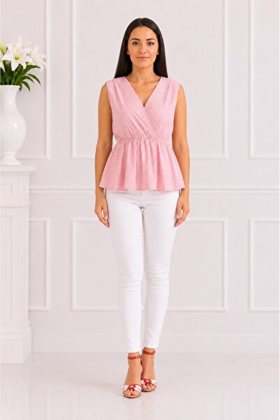 OEM Bluza casual, cu dungi fine rosu-alb