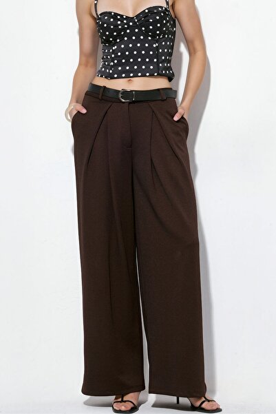 Hiccup Busem High Waist Belted Wide Leg Crepe Trousers