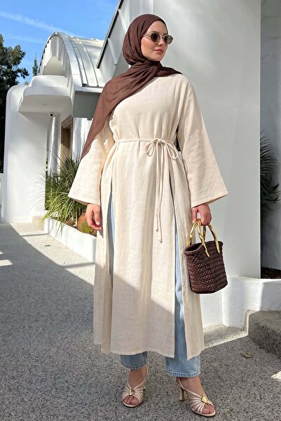 Salih Çelebi Slit Long Tunic Y0162 - Ecru