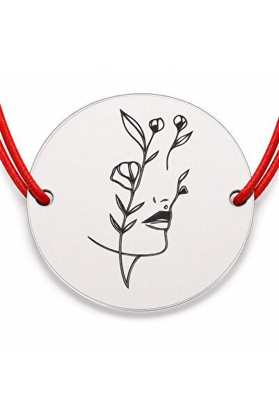 Simoshop Brățară argint 925 cu bănuț chip feminin floral, șnur reglabil — cad...