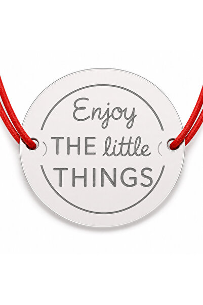 Simoshop Brățară argint 925 cu mesaj Enjoy the Little Things, șnur reglabil —...