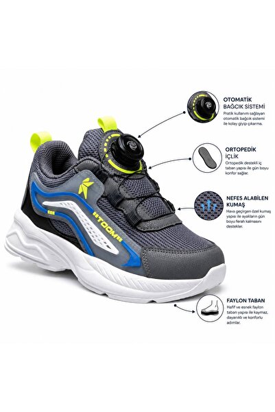 TOOM Children's Automatic Lace-Up Sports Shoes Breathable Orthopedic Faylon S...