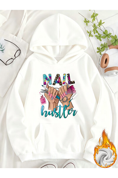 mercoledi Unisex Nail Printed Hooded Kangaroo Pocket Comfortable Fit Regular ...