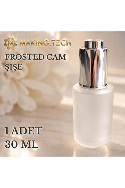 HORECA MARKET 30 ml Frosted Cam Şişe – Gümüş Kapaklı Boş Serum ve Kozmetik Ya...