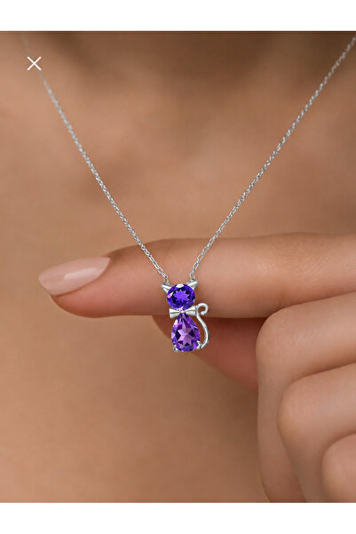 Karem Jewellery Cat Purple Stone Silver Color Plated Elegant Stylish Adjustab...