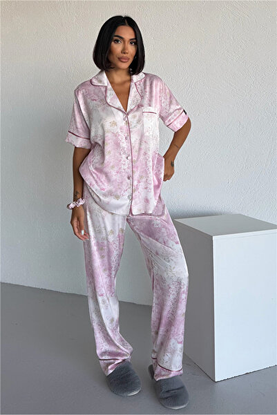 COCCOLARSI Colori Del Mondo Saten Kısa Kol Pantolon Pijama Takımı CDM2253