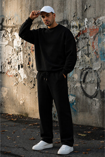 BayBayan Men's 3-Yarn Shardonded Crewneck Sweatshirt Track Suit