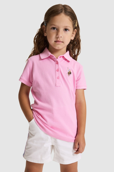 U.S. Polo Assn. Girl's Pink Polo Collar Basic T-Shirt 50325592-Vr041