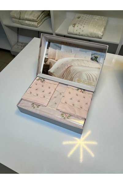 Home Karlla nakışlı pamuk saten nevresim set