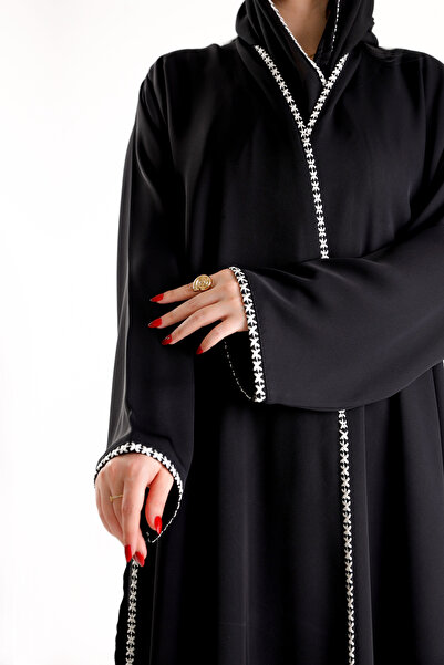 YOU ABAYA عباية نهال قماش انترنت نص كلوش | اسود
