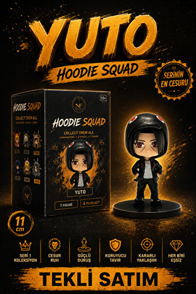 Nandy Home YUTO Siyah Kapüşonlu Koleksiyon Anime Figürü - Hoodie Squad - Tekl...