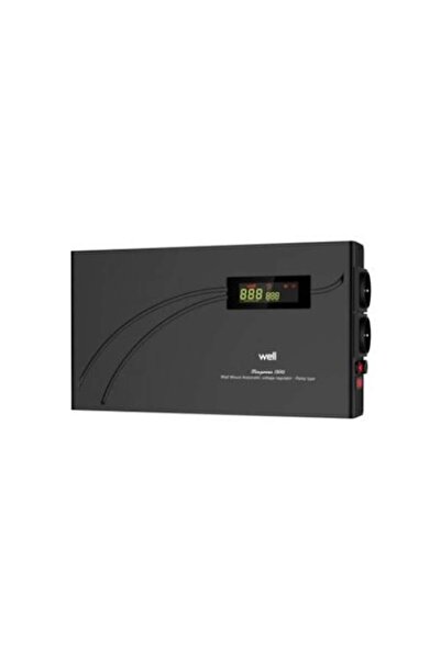Well Автоматичен стабилизатор на напрежение с реле Slimpower, 1500VA/900W, Ед...