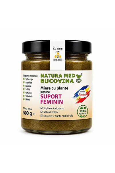 Natura Med Bucovina Miere cu plante pentru SUPORT FEMININ -500gr