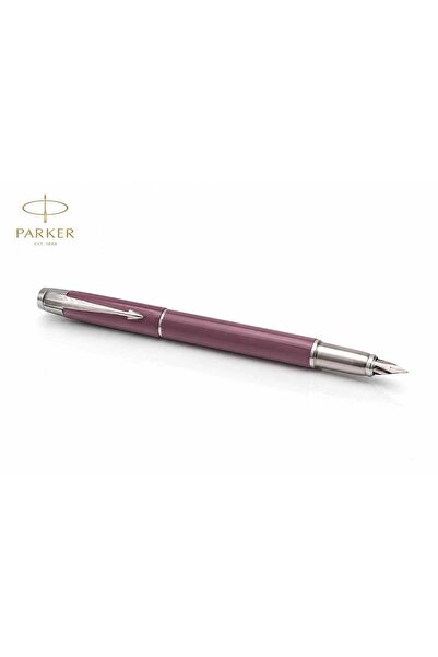 Parker قلم حبر IM باللون الأرجواني (وردي عتيق) قياسي، بحواف فضية، إصدار فاخر ...