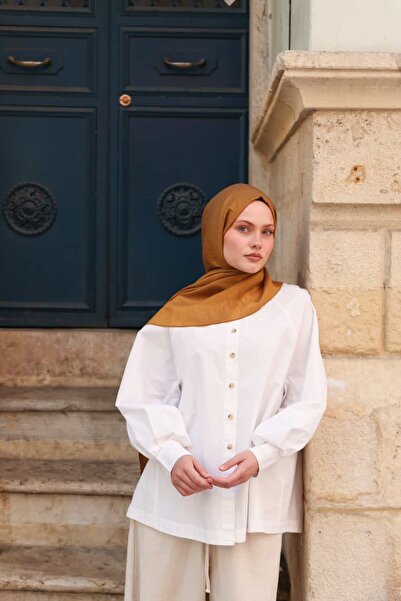 ENRİCO FERRİ Allure Plain Tencel Shawl - Tan