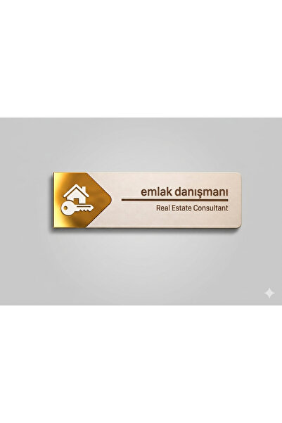 Ronson Emlak Danışmanı Kapı Tabelası Aynalı Gold Pleksi Simgeli – Kişiselleşt...