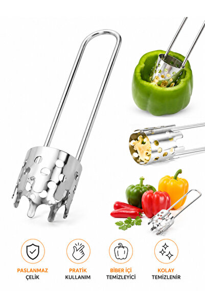 Special Action Stainless Steel Pepper Core Remover Apparatus for Cleaning Stu...