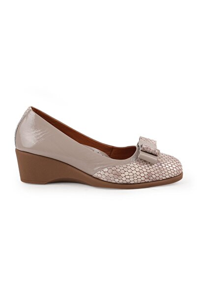 Libero Women's Wedge Heeled Shoes Short Heeled Snake Print Bow Mother's Shoes L031.26143241