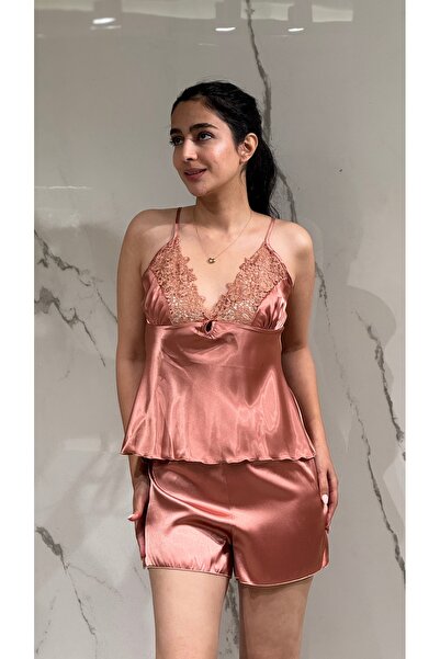 DAWN LİNE طقم بيجامة من 6 قطع من الساتان مع دانتيل على الخصر وقميص نوم وروب |...