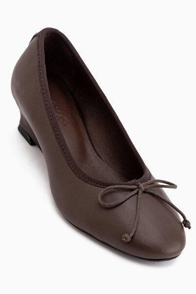 Limoya Arisa Genuine Leather Brown Wedge Heeled Women's Shoes
