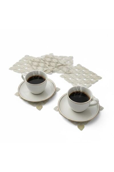 Ceki Home 6-Piece Lace Coffee Presentation Set 15X15 cm Assorted Patterned Co...